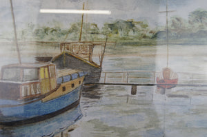 An oiginal watercolour of Glasson Dock by J Moore beautifully painted