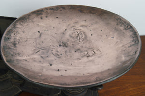 Edwardian cast iron scales with weights and copper bowl