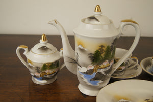 Kutani Japanese Geisha Lithophane tea set in fabulous condition